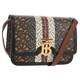 Borsa a Spalla Monogramma TB BURBERRY PVC Oro Marrone 8031708 Auth 153622SM Marrone D'oro