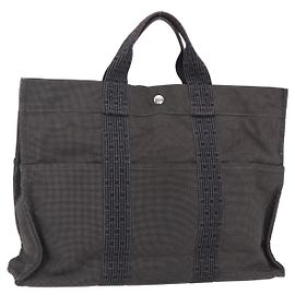 Hermès HERMES Sac à main Her Line MM en toile grise Auth 148658 Marron