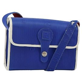 FENDI Shoulder Bag Rubber Blue Silver Auth 142445 Silvery Blue