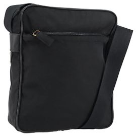 PRADA Shoulder Bag Nylon Black Silver Auth 154524 Black Silvery