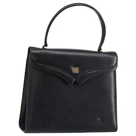 Borsa a mano GIVENCHY in pelle nera e oro Auth 148891 Nero D'oro