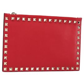 VALENTINO Borsa Clutch in Pelle Studs Rosa Oro Auth am9589 Rosa D'oro