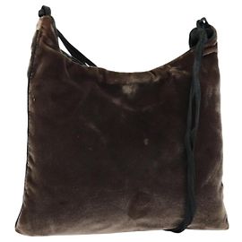 Sac à épaule PRADA Velours Marron Auth am9681 Marron
