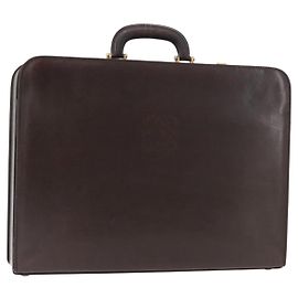 LOEWE Trunk Case Couro Marrom Ouro Auth bs30805 Marrom Dourado