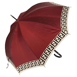 FENDI Zucca Umbrella Nylon Bordeaux Auth ka200 Dark red