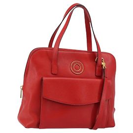 Bolsa de mão CÉLINE Circle em couro 2 em 1 vermelha Auth 145769 Vermelho