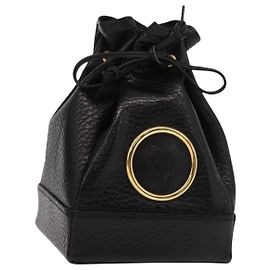 Gianni Versace Pouch Leather Black Gold Auth BA7106 Black Golden