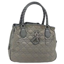 Borsa Canage in nylon grigio argento Christian Dior Auth 147959 Marrone Argento