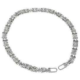LOUIS VUITTON Chain Shoulder Strap metal 25.6"" Silver LV Auth 150635 Silvery