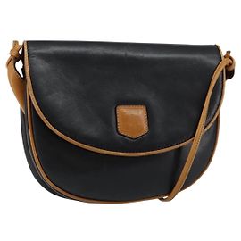 Céline CELINE Shoulder Bag Leather Navy Gold Auth BA6575 Golden Navy blue