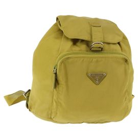 Mochila PRADA de nylon verde prata Auth BA5656 Prata Verde