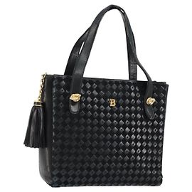 BALLY Borsa a mano in pelle nera e oro Auth BA6600 Nero D'oro