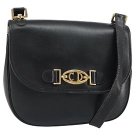Borsa a Spalla Christian Dior in Pelle Nera Oro Auth 156492 Nero D'oro