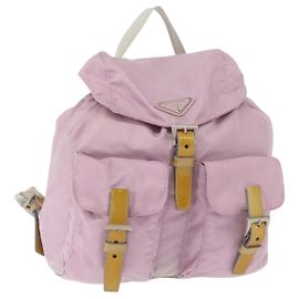 PRADA Backpack Nylon Pink Silver Auth 152952 Silvery Pink