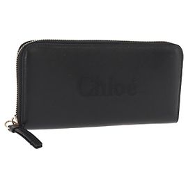 Chloé Chloe Sense Wallet Leather Black Auth 148478 Black