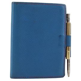 Hermès HERMES Agenda PM Day Planner Cover Leather Blue Auth bs31730 Blue