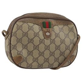 Bolsa Sherry Line GG Supreme Web da GUCCI em PVC bege e dourado 89 02 066 Auth 156823 Bege Dourado