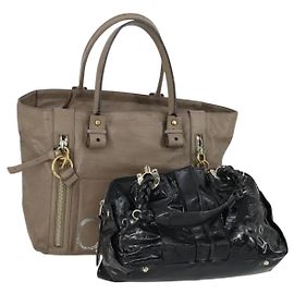 Chloé Sac Tote en cuir Chloe 2 pièces Noir Beige Auth bs31501 Noir Beige