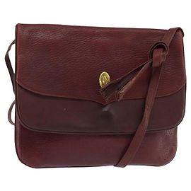Cartier Borsa a spalla Must Line in pelle Bordeaux e oro Auth ki6147 D'oro Bordò