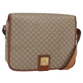 Céline Borsa a Spalla in Tela Macadam CELINE PVC Beige Oro Auth bs31210 Beige D'oro