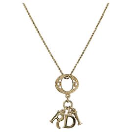 Christian Dior Printed Initials Necklace metal Gold Tone Auth am9776 Other