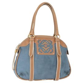 LOEWE Borsa a Mano Anagram Nylon Blu Oro Auth bs31204 Blu D'oro