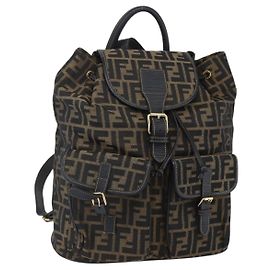 FENDI Zucca Canvas Rucksack Braun Schwarz Gold Auth ar13750 Braun Schwarz Golden