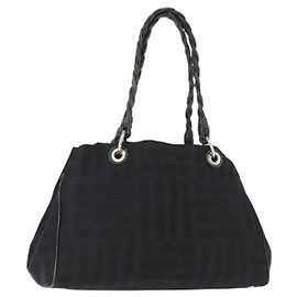 Salvatore Ferragamo Tote Bag Canvas Black Silver Auth BA7338 Black Silvery