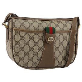 Borsa Sherry Line GG Supreme Web di GUCCI in PVC beige e oro 89 02 032 Auth 153392 Beige D'oro
