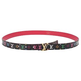 Cinturón Initials Multicolor Negro LOUIS VUITTON M9631 LV Auth 156684SAM Negro
