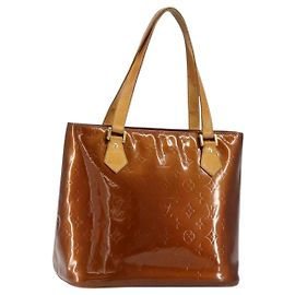 LOUIS VUITTON Sac à main Houston Monogram Vernis Bronze M91122 LV Auth gh1207 Bronze