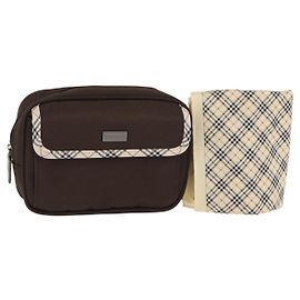 BURBERRY Nova Check Taschentuchbeutel aus Canvas 2er Set Braun Beige Auth am9497 Braun Beige