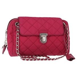 PRADA Bolsa de Ombro com Corrente Nylon Rosa Prata Auth 153853 Prata Rosa