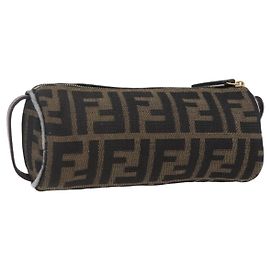 FENDI Zucca Canvas Tasche Schwarz Braun Auth 152613 Braun Schwarz