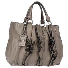 Bolsa de Ombro de Couro PRADA Prata Auth 147780 Prata