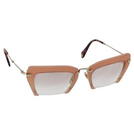 Occhiali da sole Miu Miu in metallo oro Auth 141180 Rosa