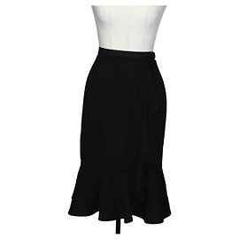 Gonna avvolgente in lana nera Christian Dior Auth 141782V Nero