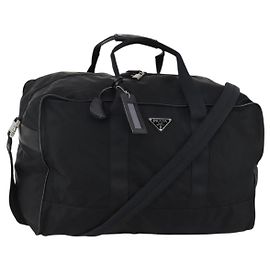 Borsa Boston PRADA Nylon 2way Nera Argento Auth 143770 Nero Argento