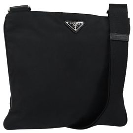 PRADA Shoulder Bag Nylon Black Gold Auth am9670 Black Golden