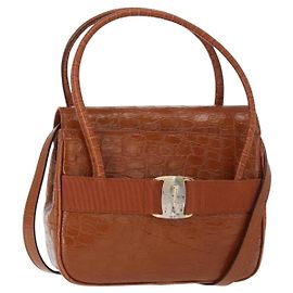 Sac à main Vala en cuir 2 en 1 marron or Auth 151678 de Salvatore Ferragamo Marron Doré