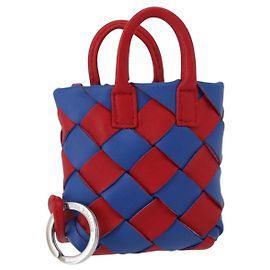 Autre Marque BOTTEGA VENETA INTRECCIATO Charm Leather Red Blue Auth 152431V Red Blue