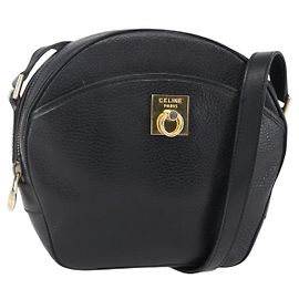 Céline Borsa a Spalla CELINE in Pelle Nera Oro Auth 152953 Nero D'oro