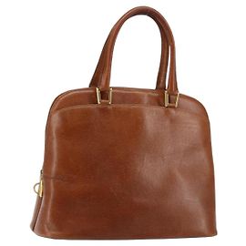 Bolsa de mão Salvatore Ferragamo em couro marrom dourado Auth bs30002 Marrom Dourado