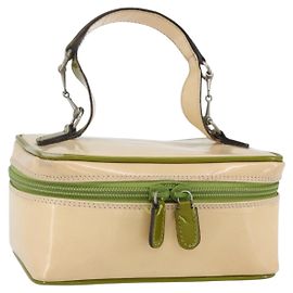 GUCCI Vanity Hand Pouch Cuir verni Beige 032 1705 0141 Auth 151455 Beige