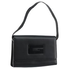 Bolsa de Ombro de Couro Preta e Prata GUCCI 001 3064 Auth 146004 Preto Prata