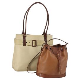 Bolsa de Ombro de Couro e Lona Burberry 2 Peças Bege Marrom Auth bs31058 Marrom Bege