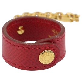 Hermès Porte-clé Gant HERMES Cuir Rouge Or Auth ar13845 Rouge Doré