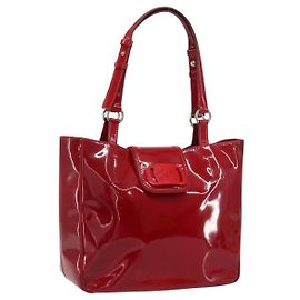 Salvatore Ferragamo Tote Bag Emaille Rot Silber Auth BA8971 Silber Rot