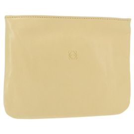 Loewe Lederbeutel Beige Gold Auth 148556V Beige Golden