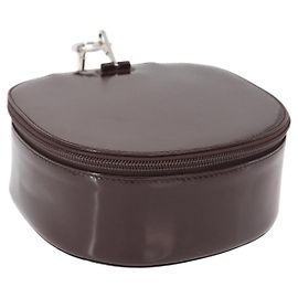 Pochette Vanity GUCCI Émail Brun Argent Auth am9751 Marron Argenté
